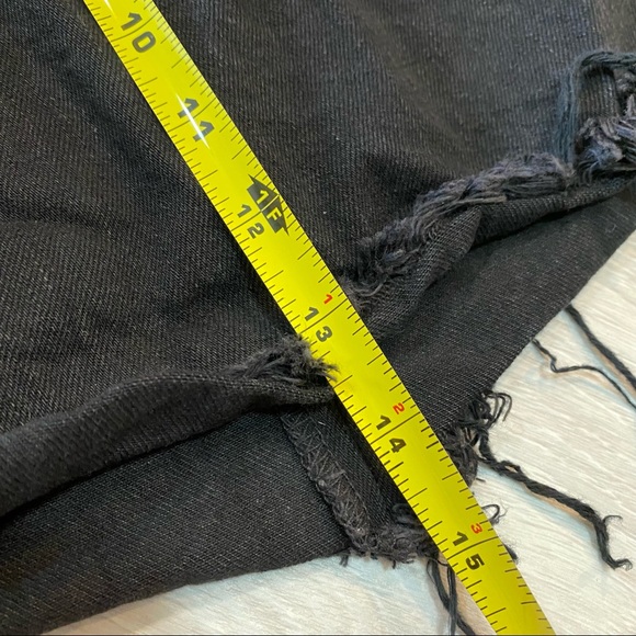 Denim x Alexander Wang Zip Jean Mini Skirt Frayed Destroyed Raw Hem Black Sz 25 - Picture 10 of 10